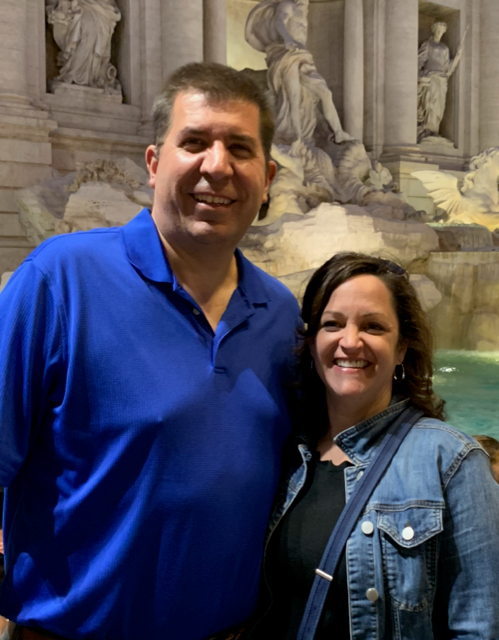 Jen and Andy, owners of Holy Land Wood & Stone, in Italy